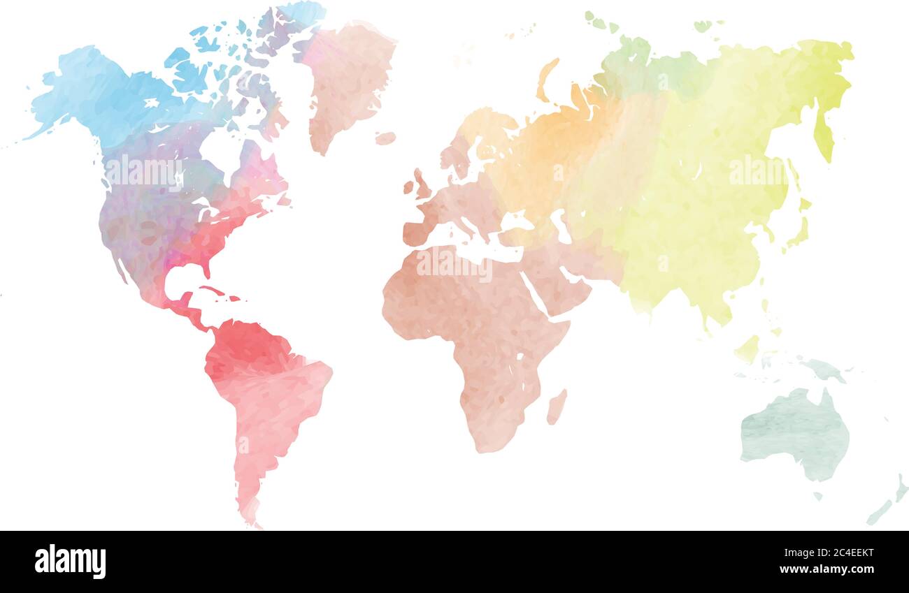 Watercolor map of World. Colorful vector illustration Stock Vector ...