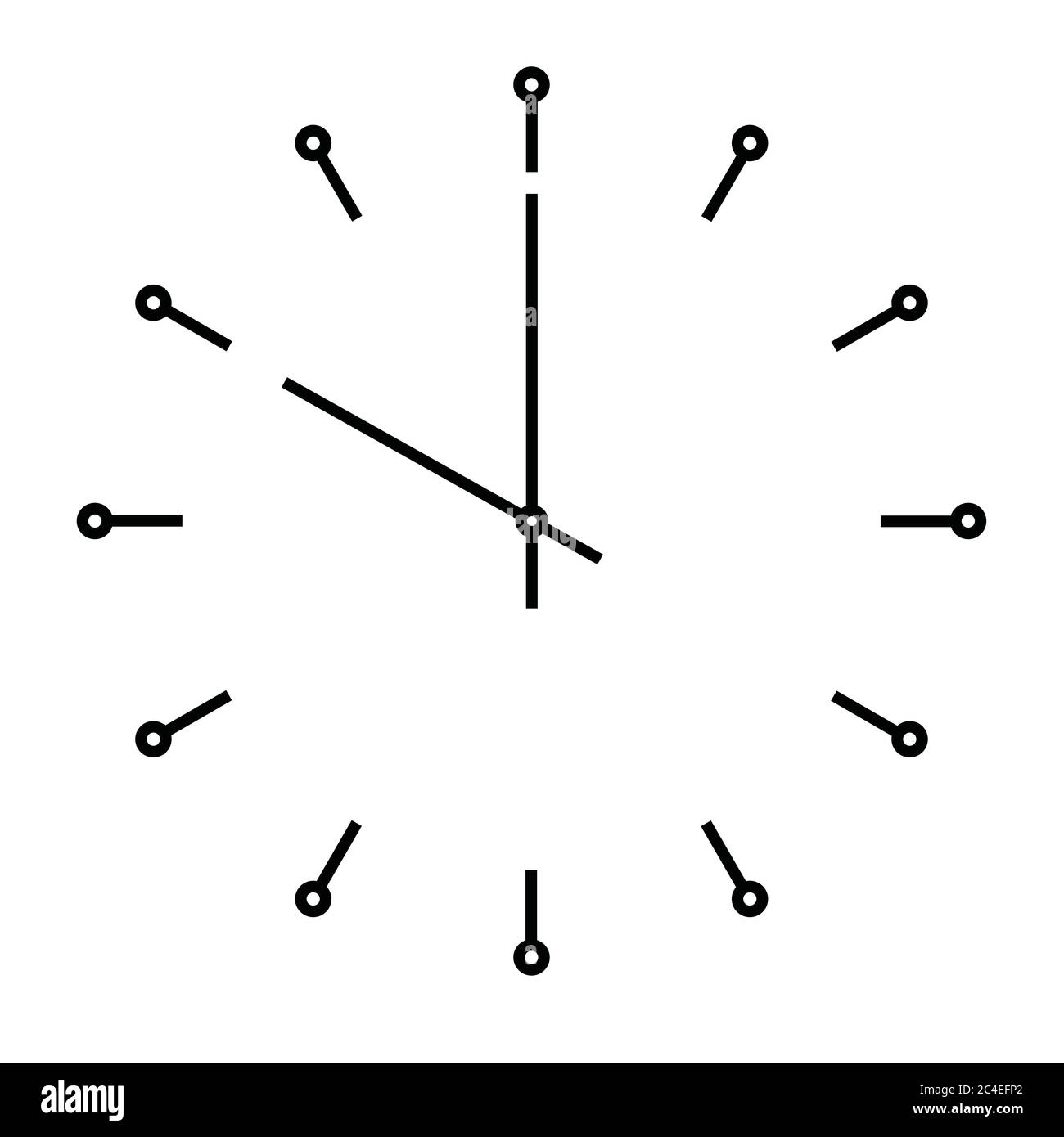Clock face. Blank hour dial with hour and minute hand. Dots mark hours
