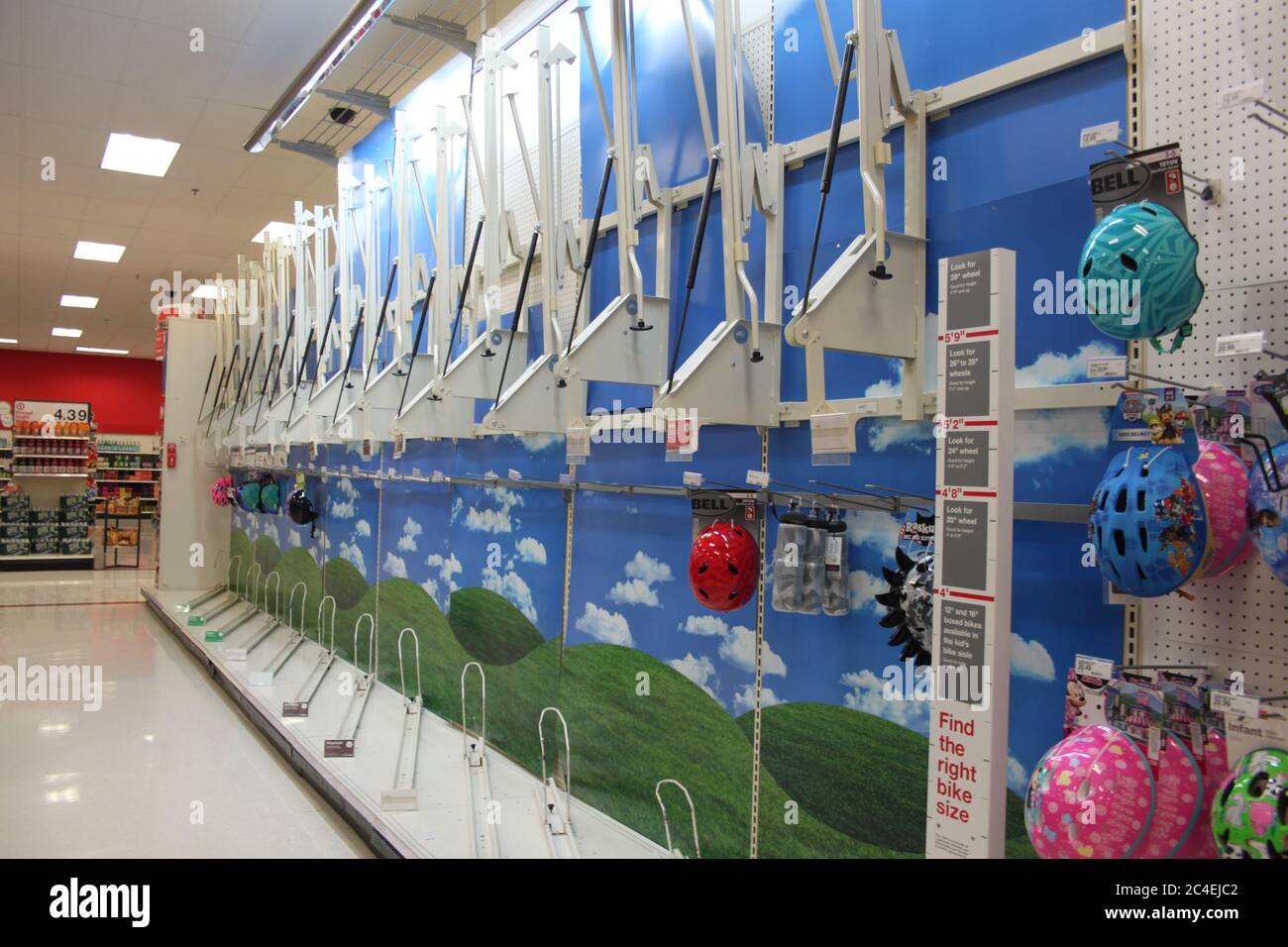 MIDDLETOWN NY UNITED STATES May 21 2020 Empty Isles Shelves show Bikes are Sold Out at Target Due to Product Shortages during COVID 19 Coronavir Stock Photo Alamy