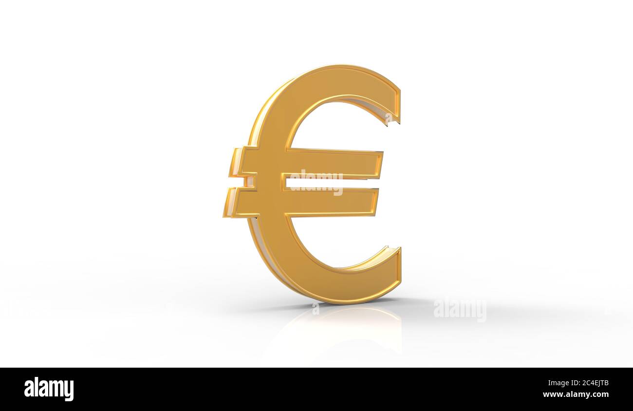 Euro Symbol - 3D illustration in gold color Stock Photo - Alamy