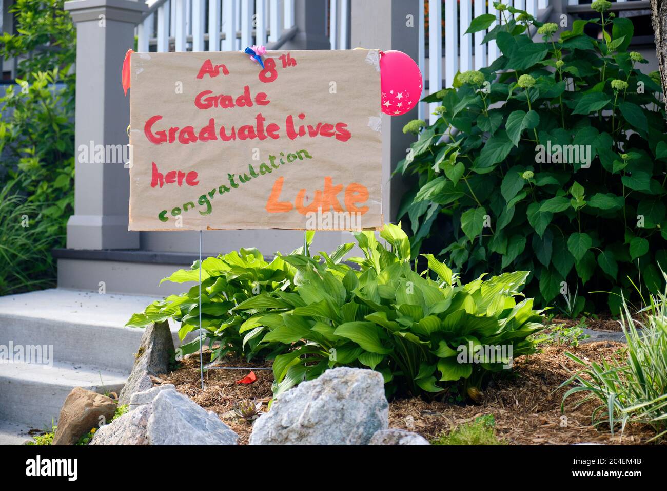 Hand madeYard Sign celebrating the High School Graduation of 8th grader