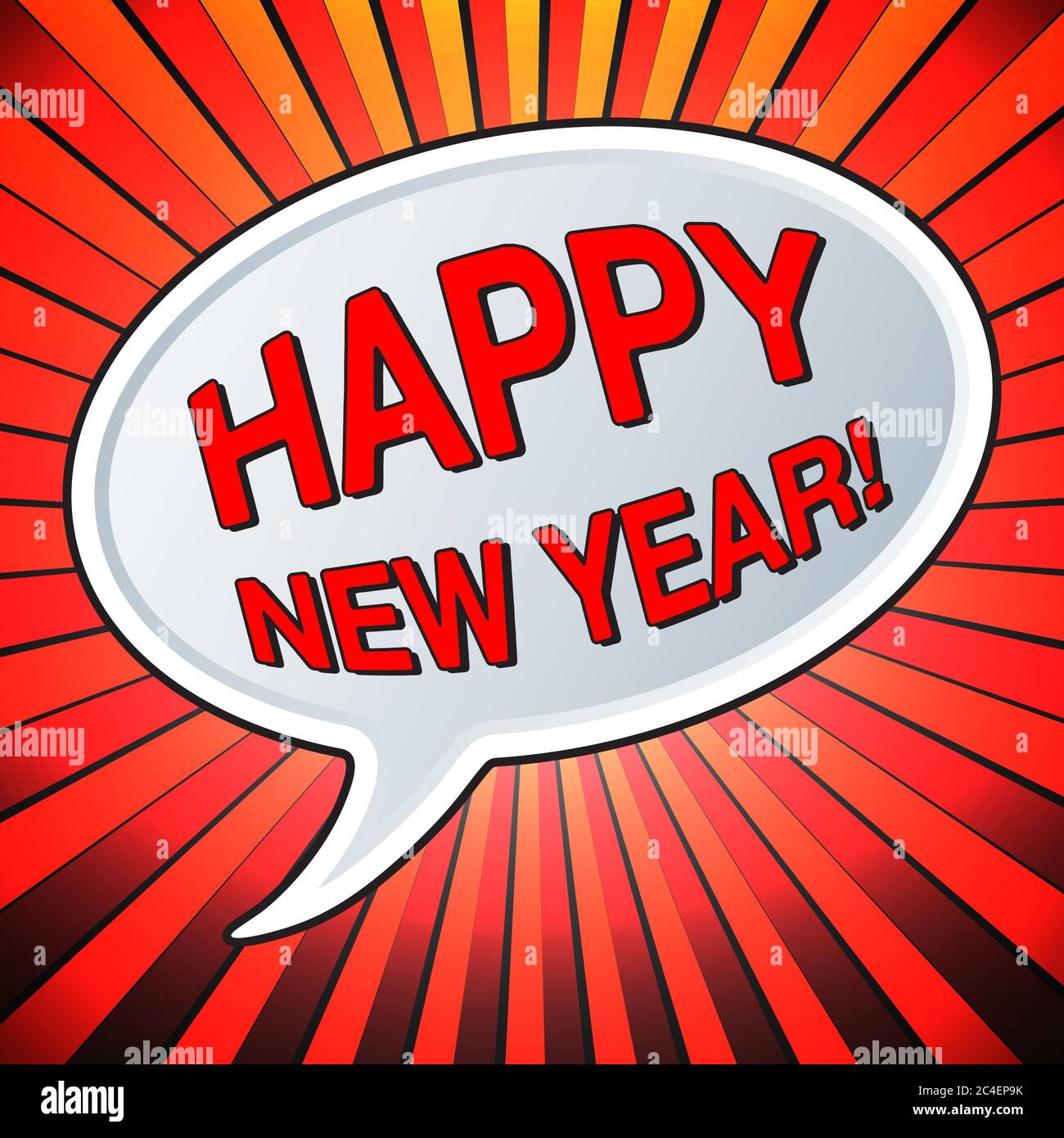 Happy New Year Speech Bubble Retro Comic Style Pop Art Vector