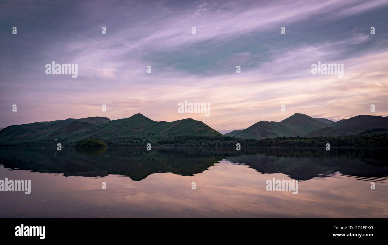 Sunset on Derwentwater, Lake District Stock Photo