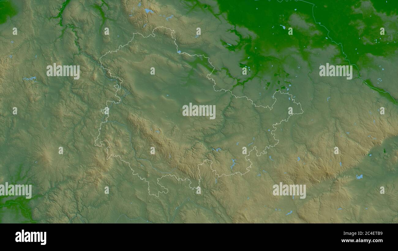 Thüringen, state of Germany. Colored shader data with lakes and rivers ...