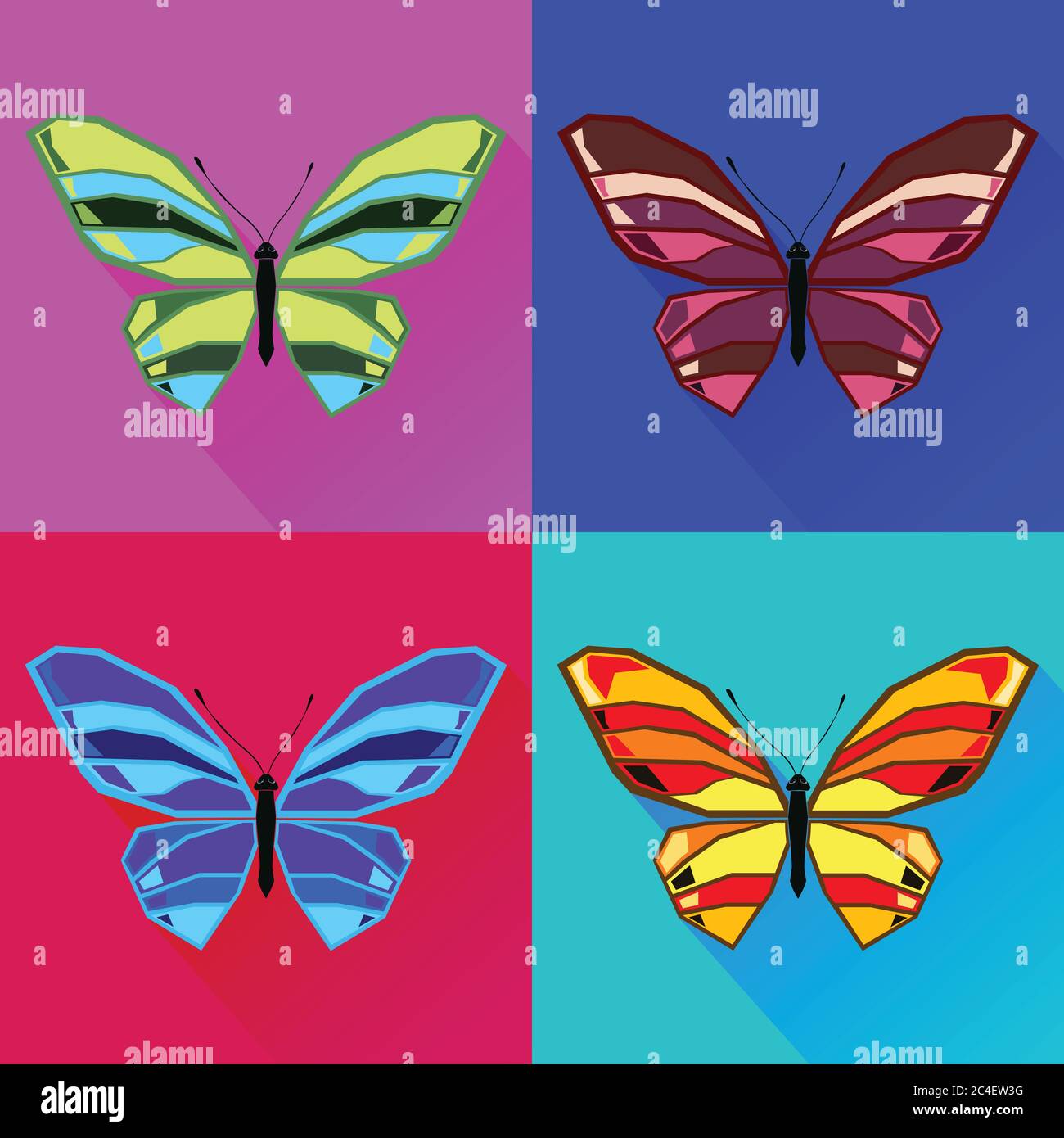 Set of abstract images of a butterfly. Colored vector illustration ...