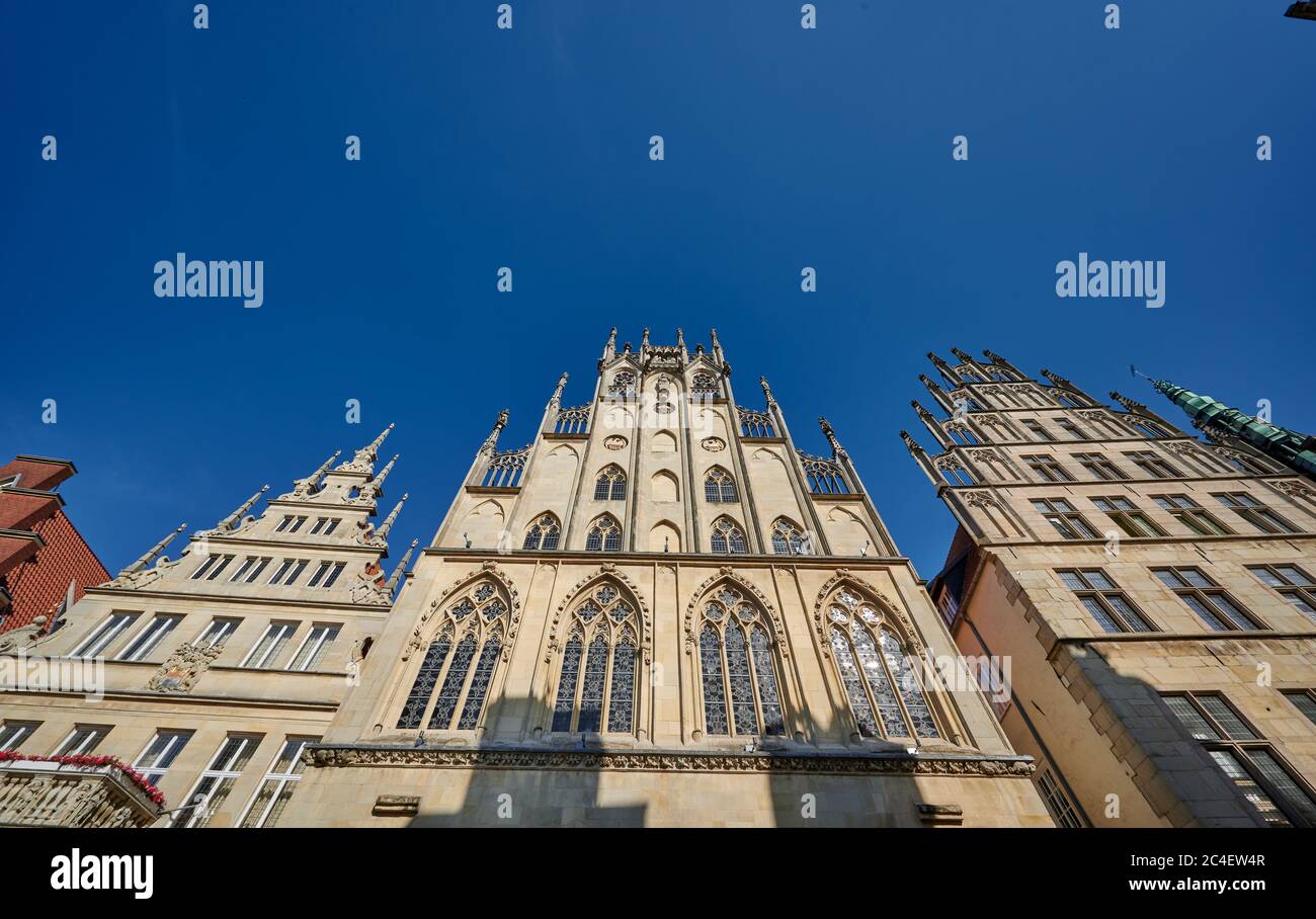 historic principal marketplace and town hall, Muenster, North Rhine-Westphalia, Germany Stock Photo