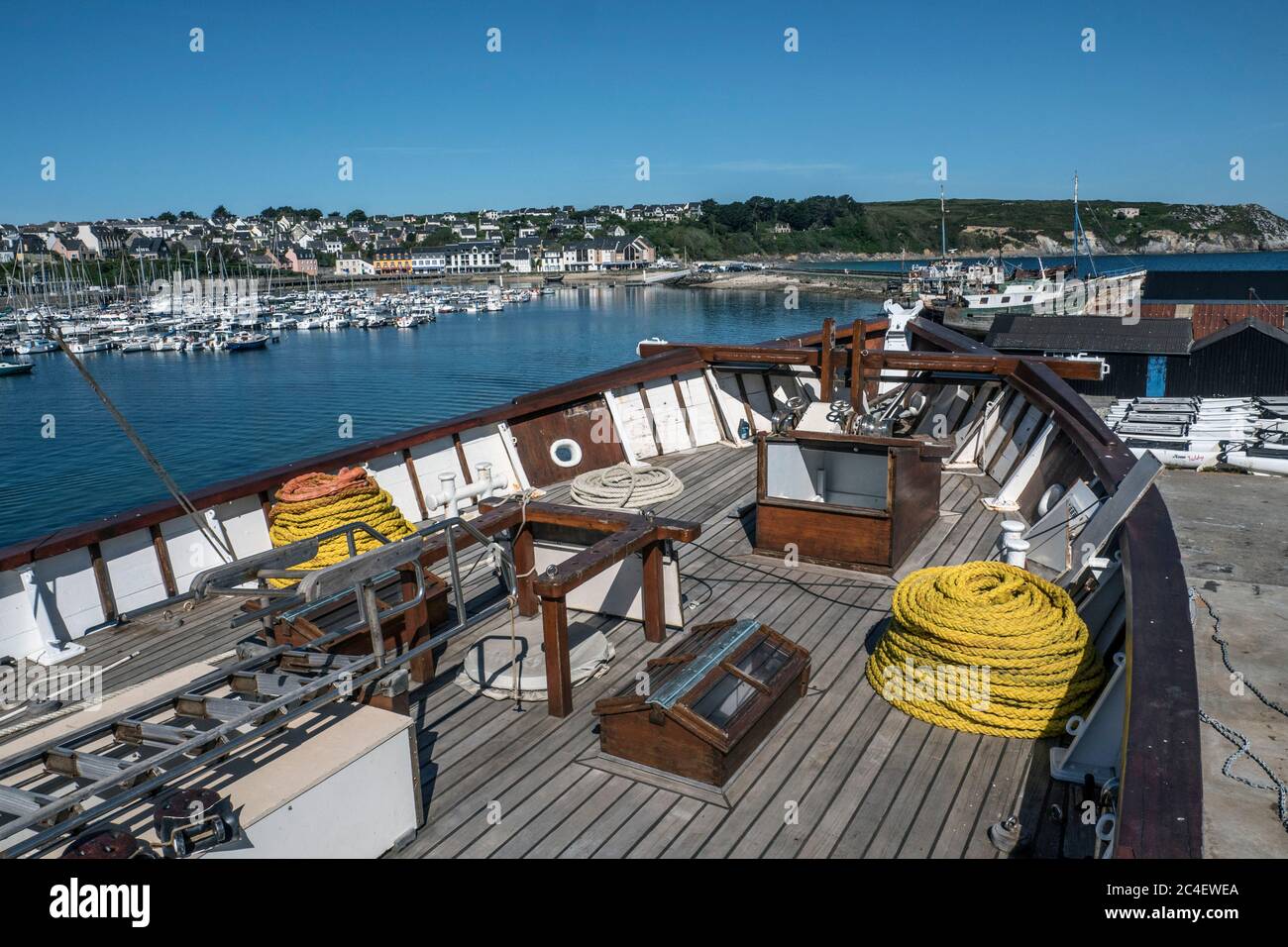 Camaret Mise à l'eau de 'Fleur de passion' sailboat, Passion flower, Launching Stock Photo