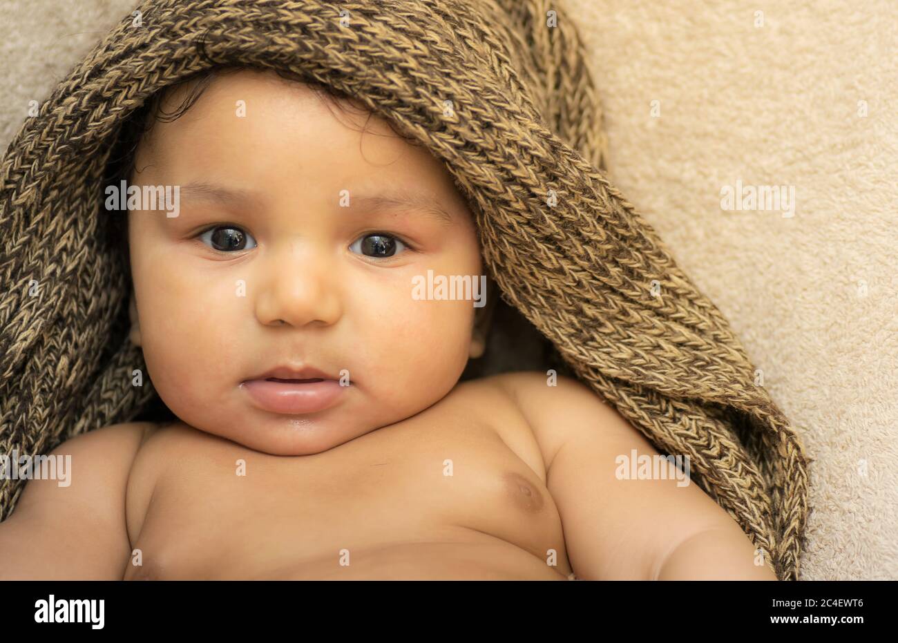 Portrait of a mixed race baby boy Stock Photo Alamy
