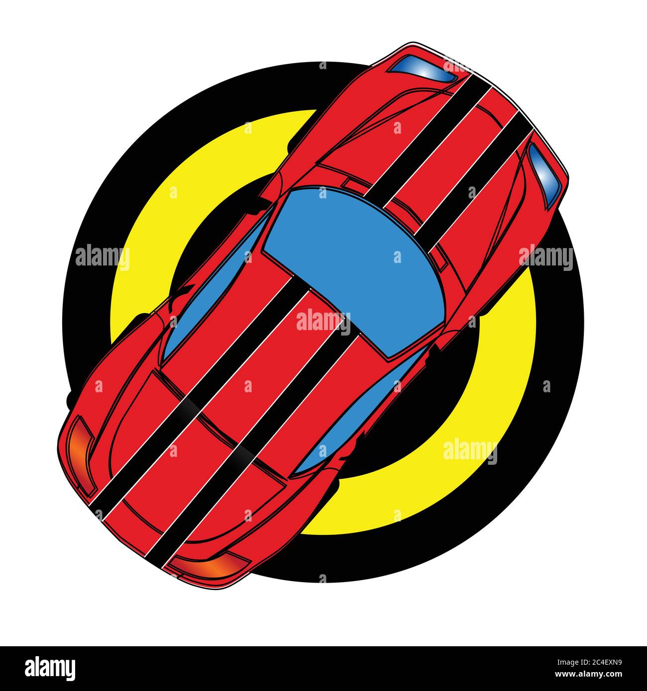 Red sports car with black stripes. Vector illustration Stock Vector