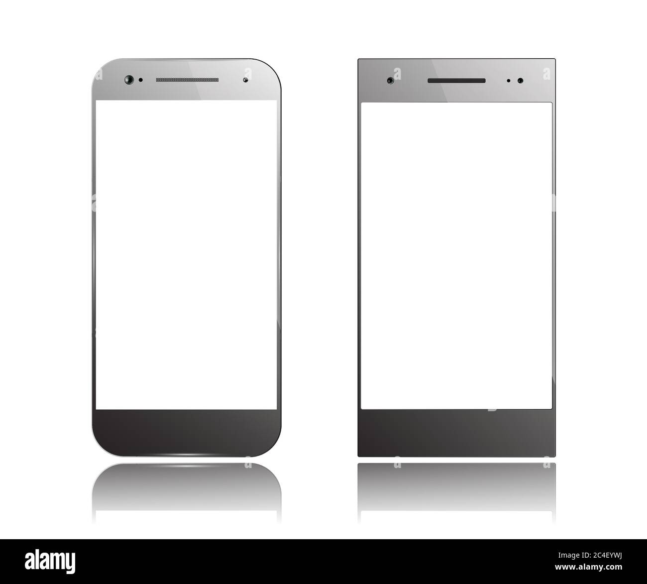 Smartphone Isolated on White Background. Two Smart Phone. Mockup Design ...