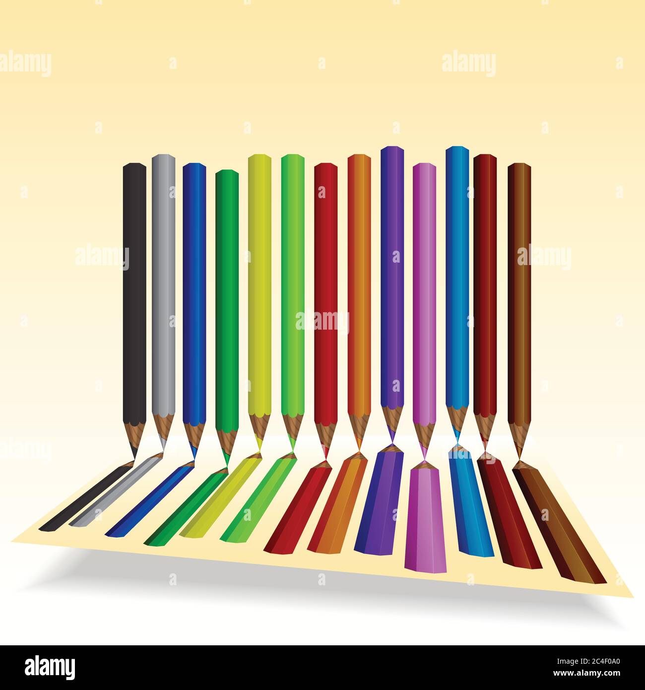 Set of colored pencils with space for text. Vector illustration Stock