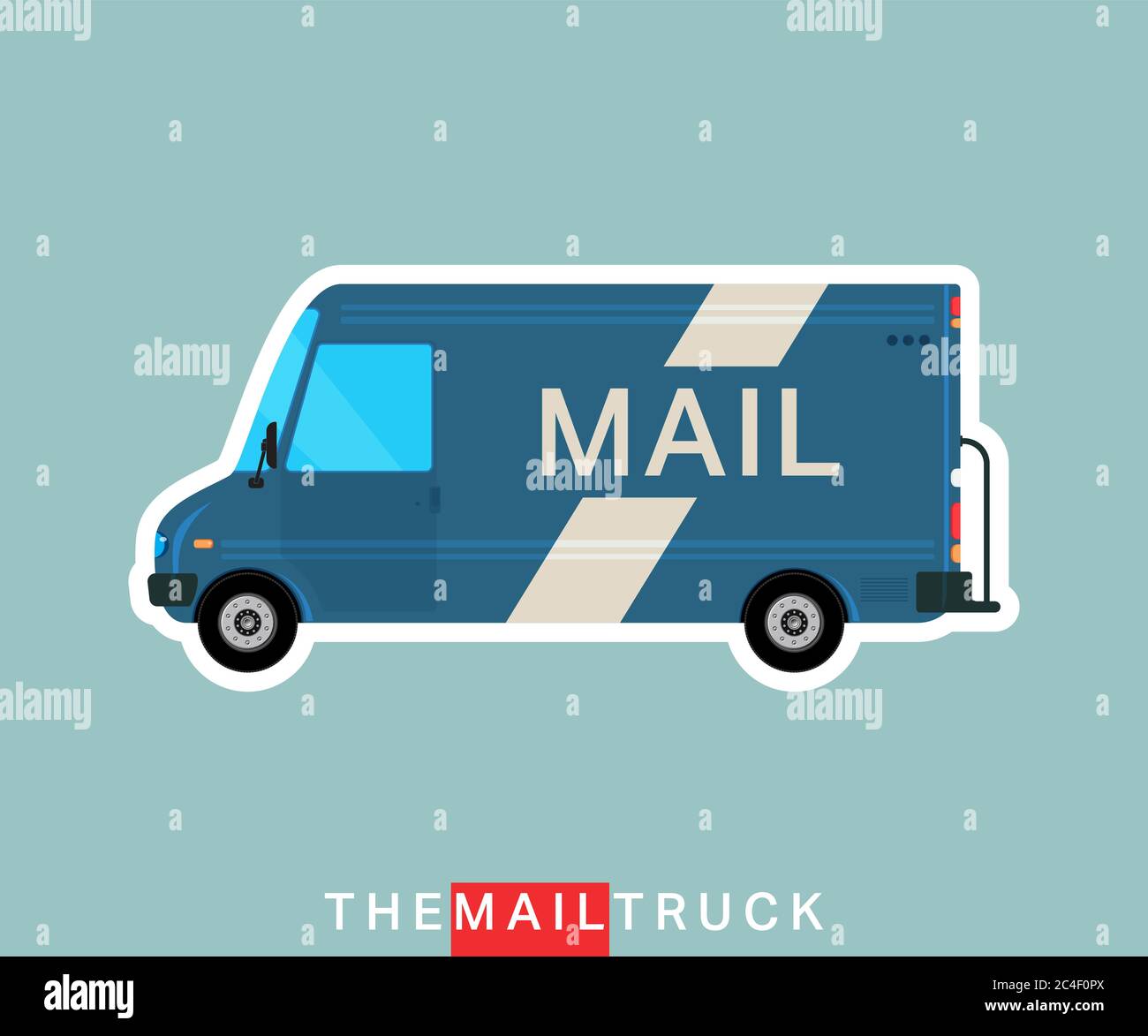 Mail truck isolated. Delivery van. Service vehicle bus. Vector