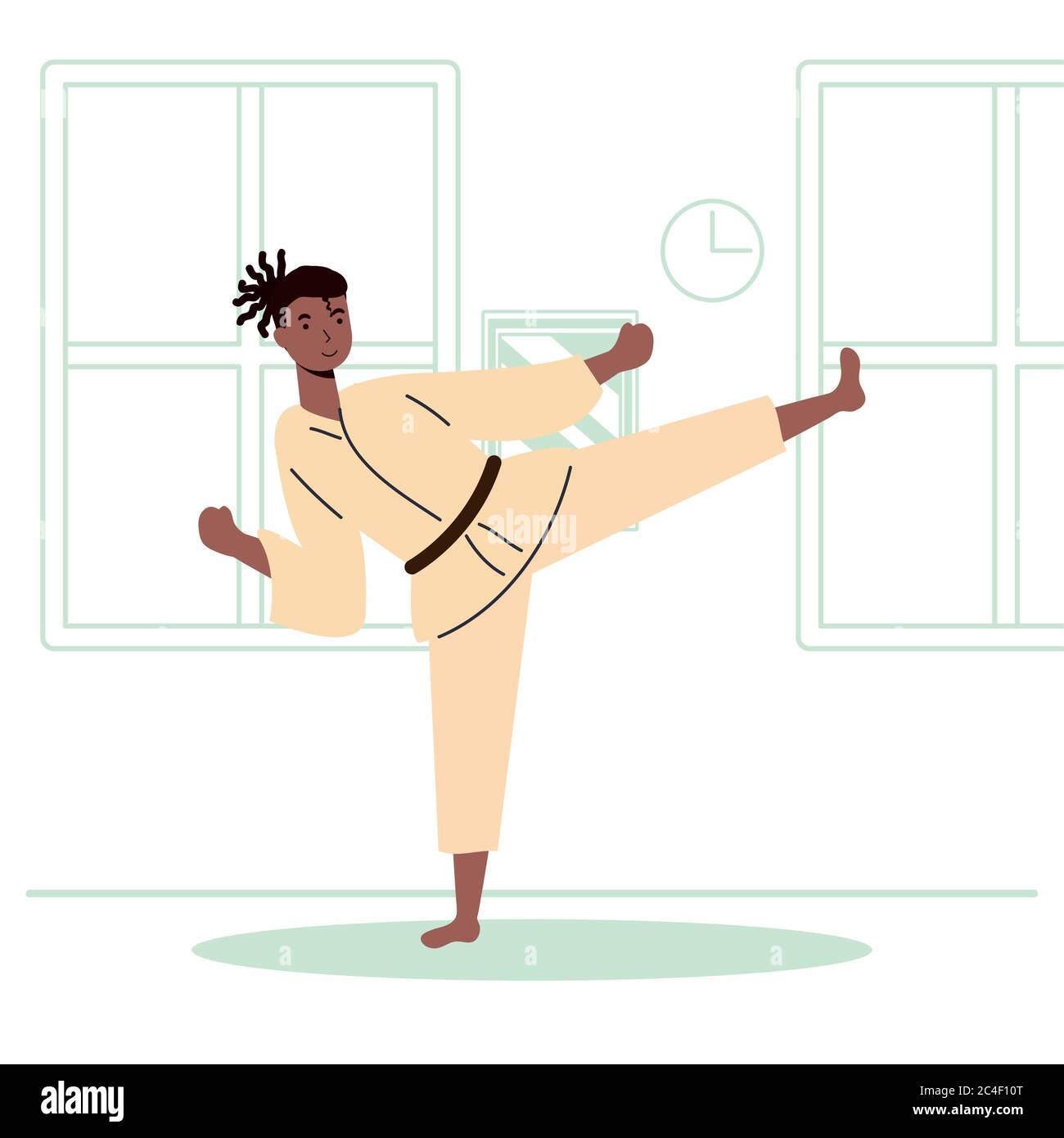 Young man practicing karate Stock Vector Images - Alamy