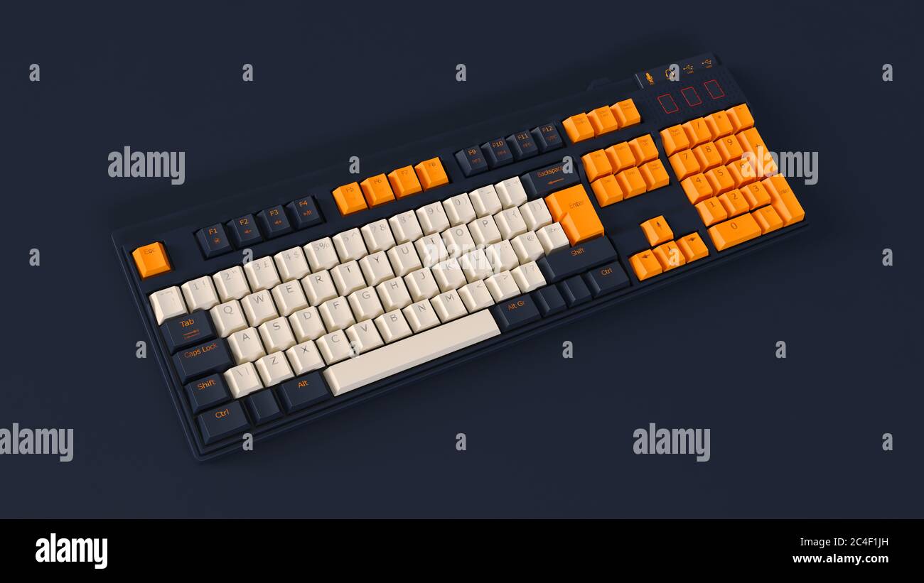 blue and orange keyboard