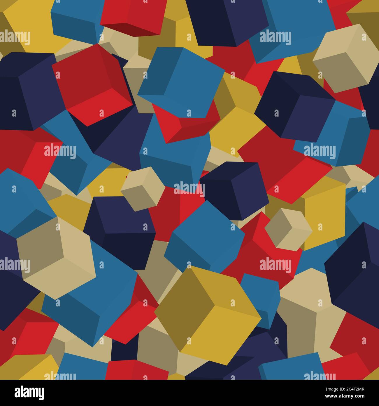 Seamless pattern with 3d multicolored cubes. Vector design. Stock Vector