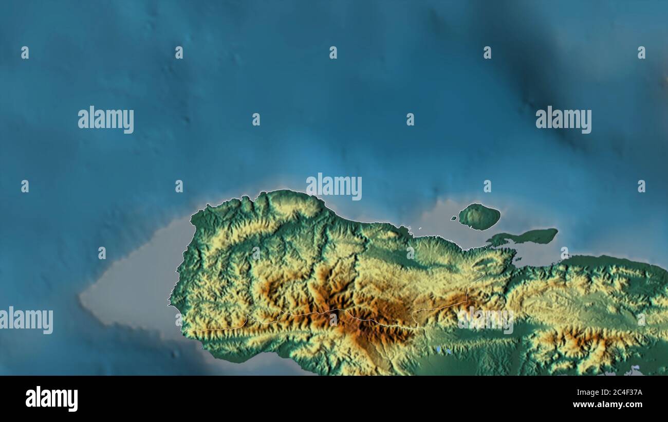 Grand'Anse, department of Haiti. Colored relief with lakes and rivers