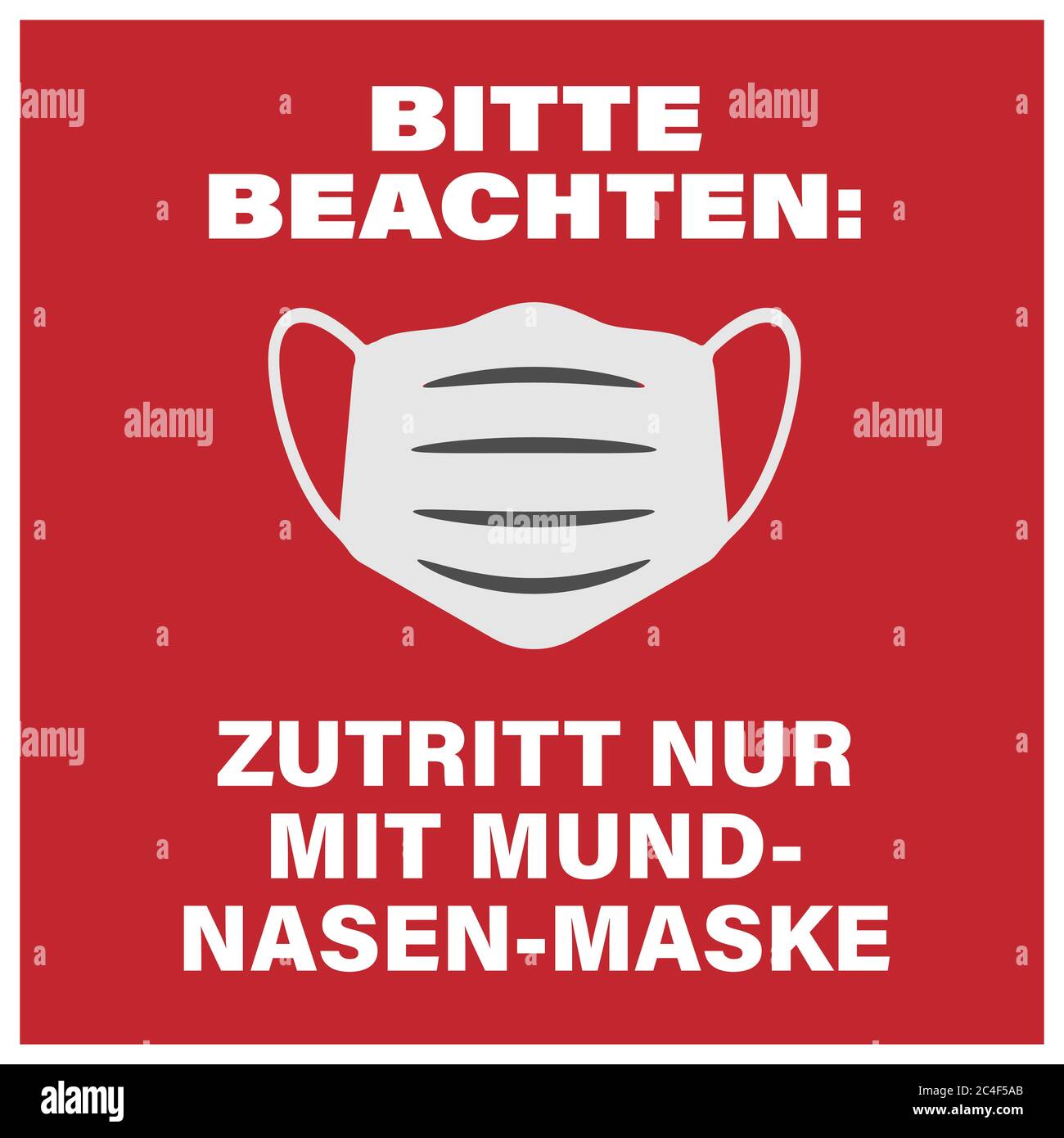 sign with text DO NOT ENTER WITHOUR FACE MASK in German language vector illustration Stock Vector