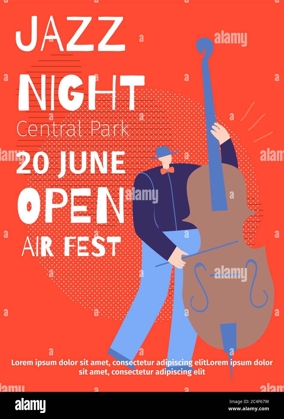 Announcement Jazz Night Open Air Fest In Central Park Vector Flat Designed Poster Advertising Disco Party Live Sound Great Event Cartoon Illustration Stock Photo Alamy