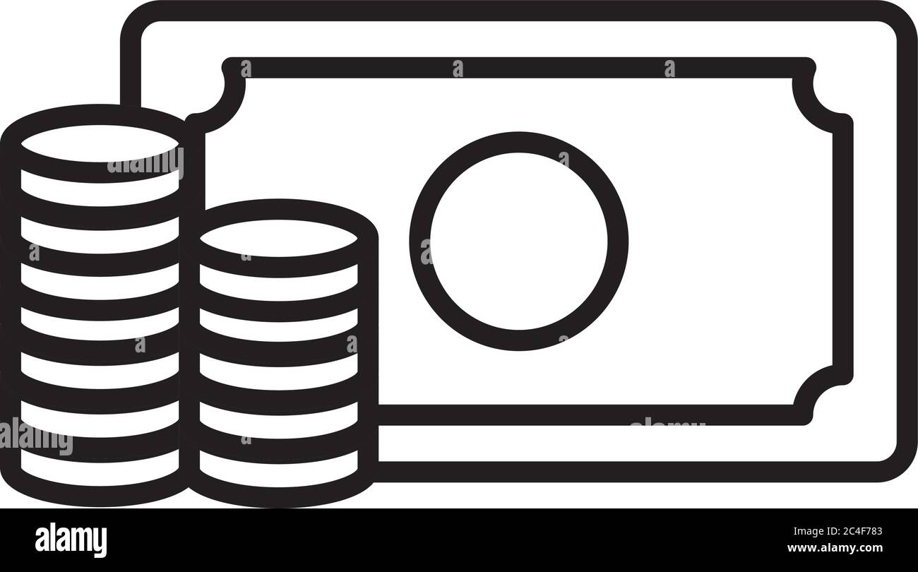 bill and coins dollar line style icon vector illustration design Stock ...