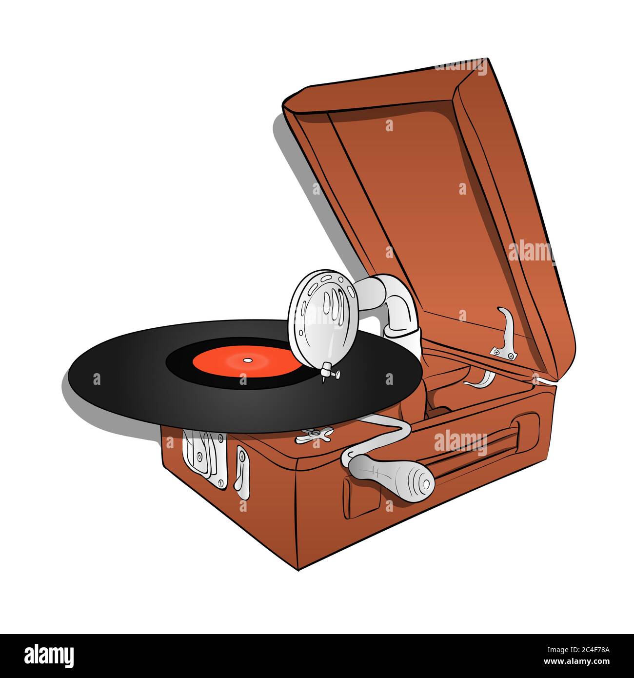 An old wooden record player. Vector Illustration. Stock Vector