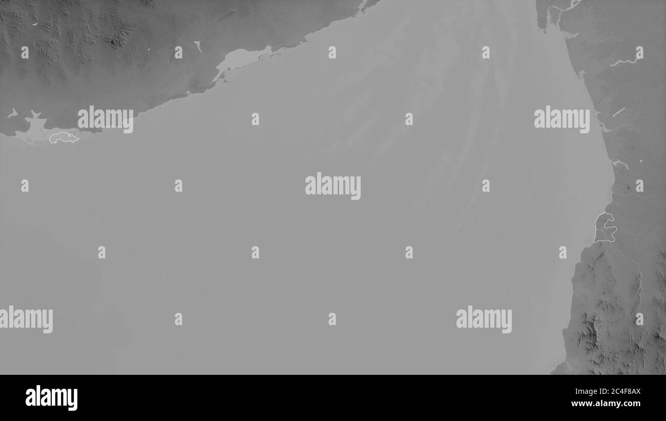 Daman and Diu, union territory of India. Grayscaled map with lakes and ...