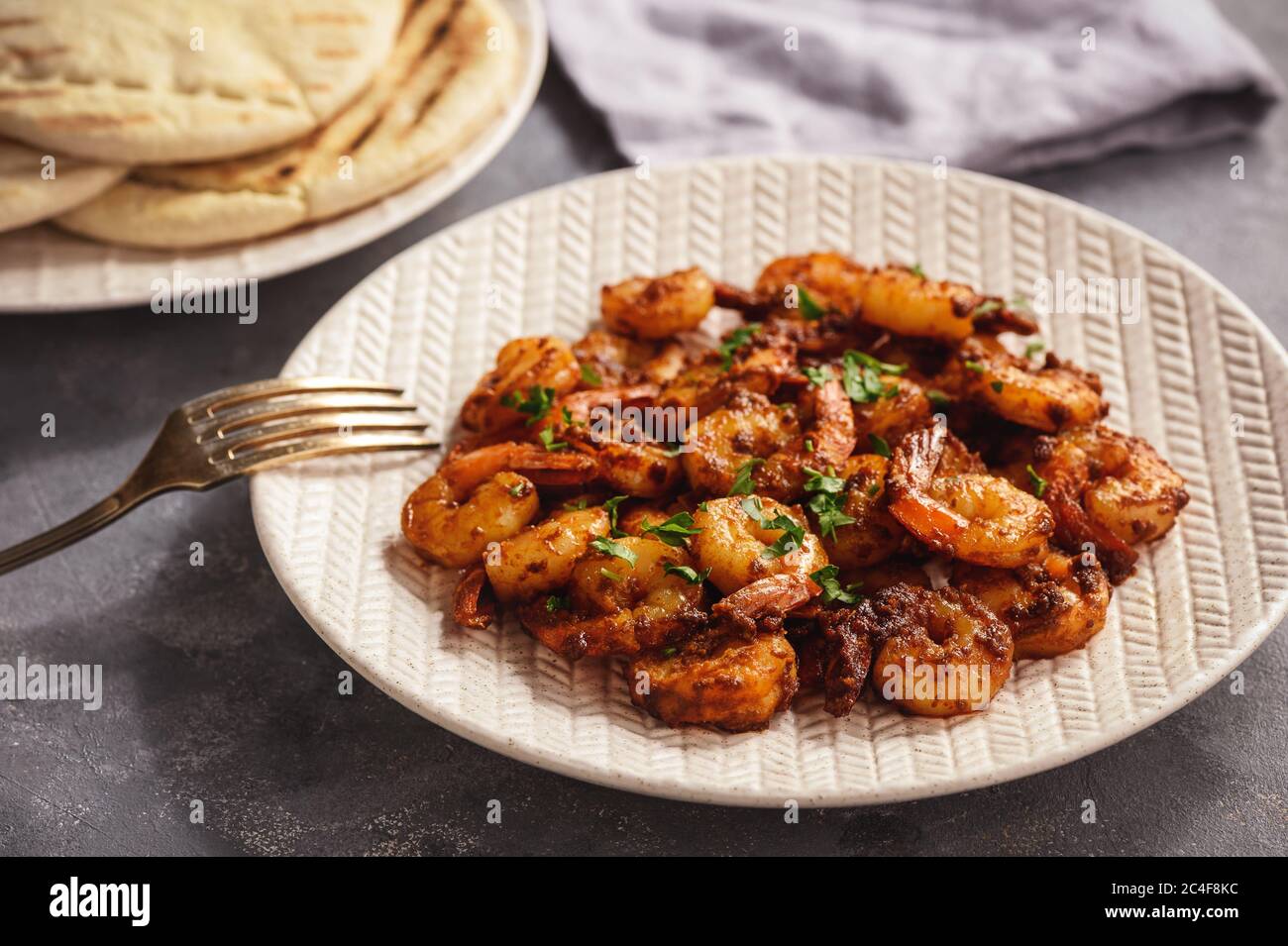 Spicy moroccan shrimp, mediterranean cuisine Stock Photo Alamy