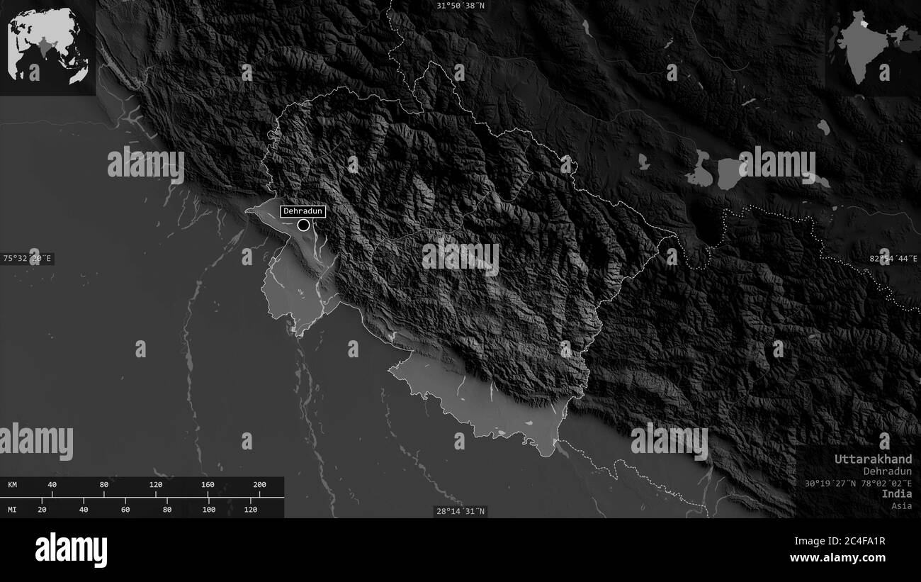 Uttarakhand map Black and White Stock Photos & Images - Alamy
