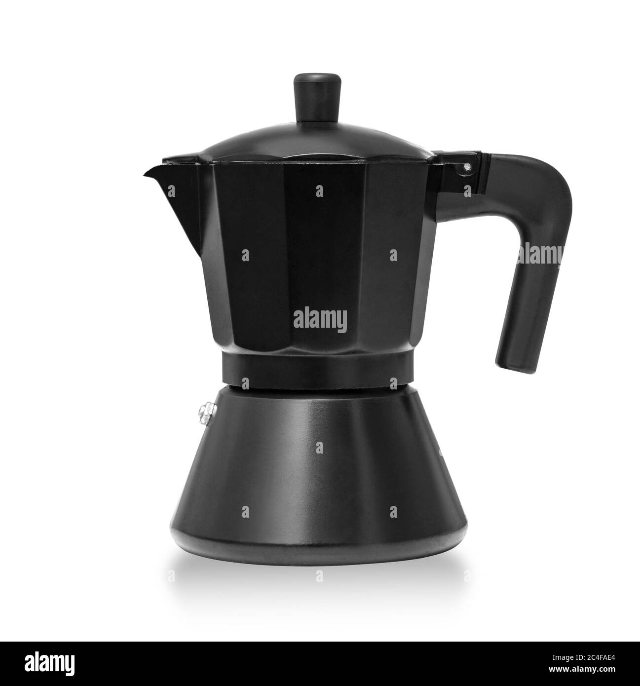 Black Moka pot in a white background with clipping path Stock Photo