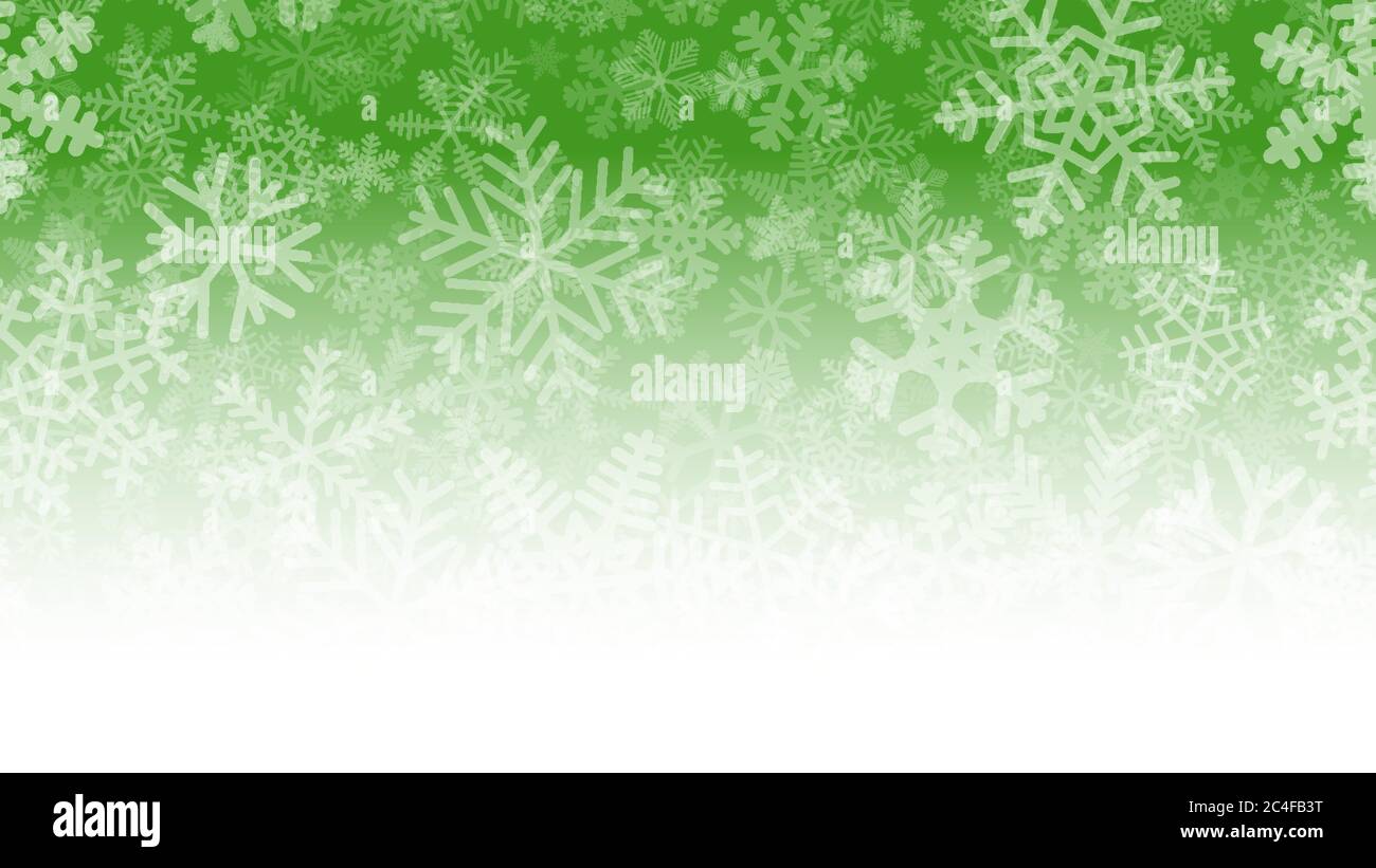 Christmas illustration of many layers of snowflakes of different shapes