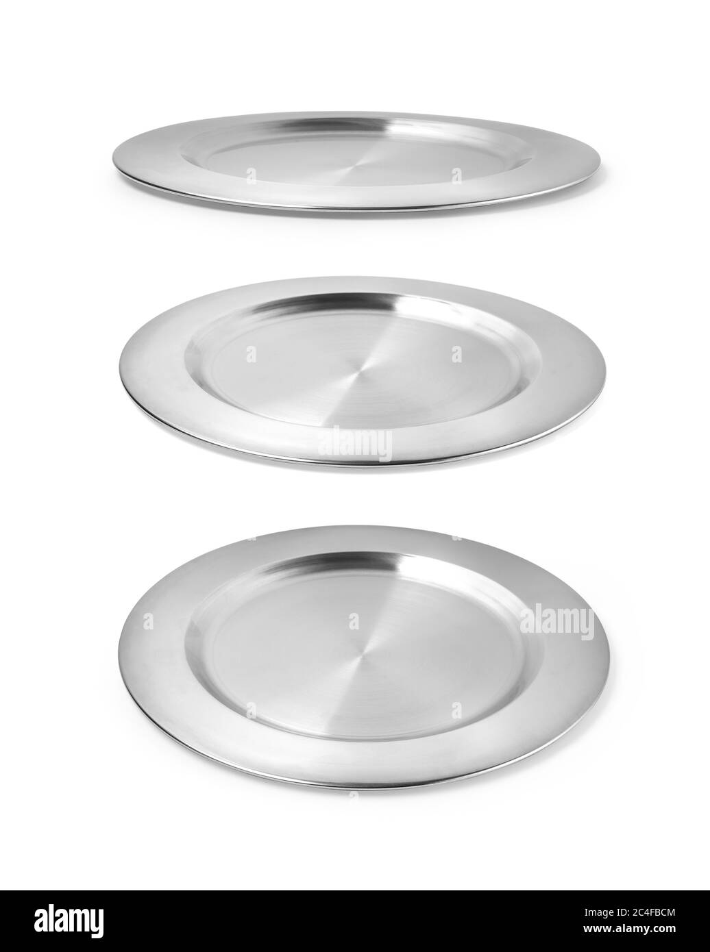empty silver tray isolated on white background with clipping path Stock