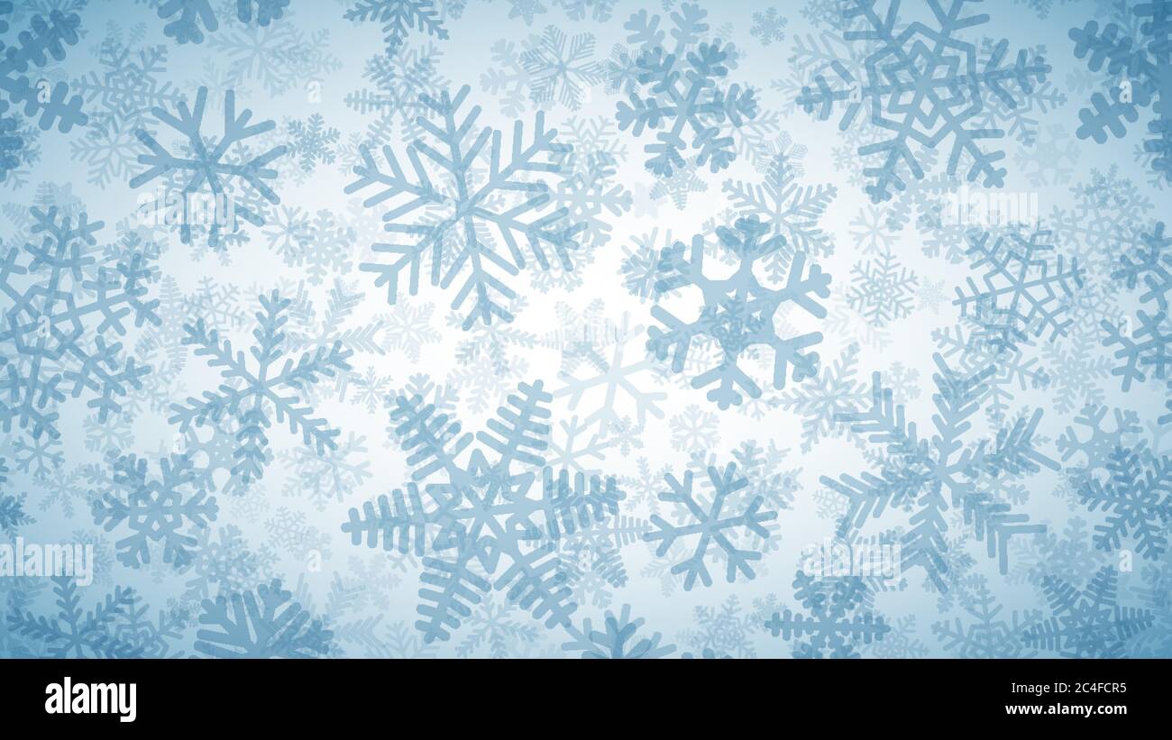 Christmas background of many layers of snowflakes of different shapes ...