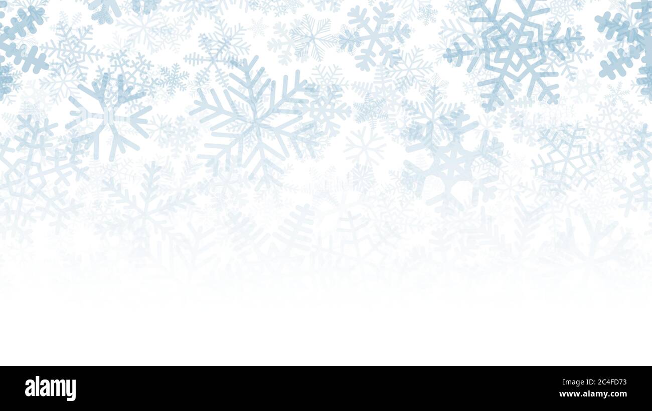 Christmas background of many layers of snowflakes of different shapes ...