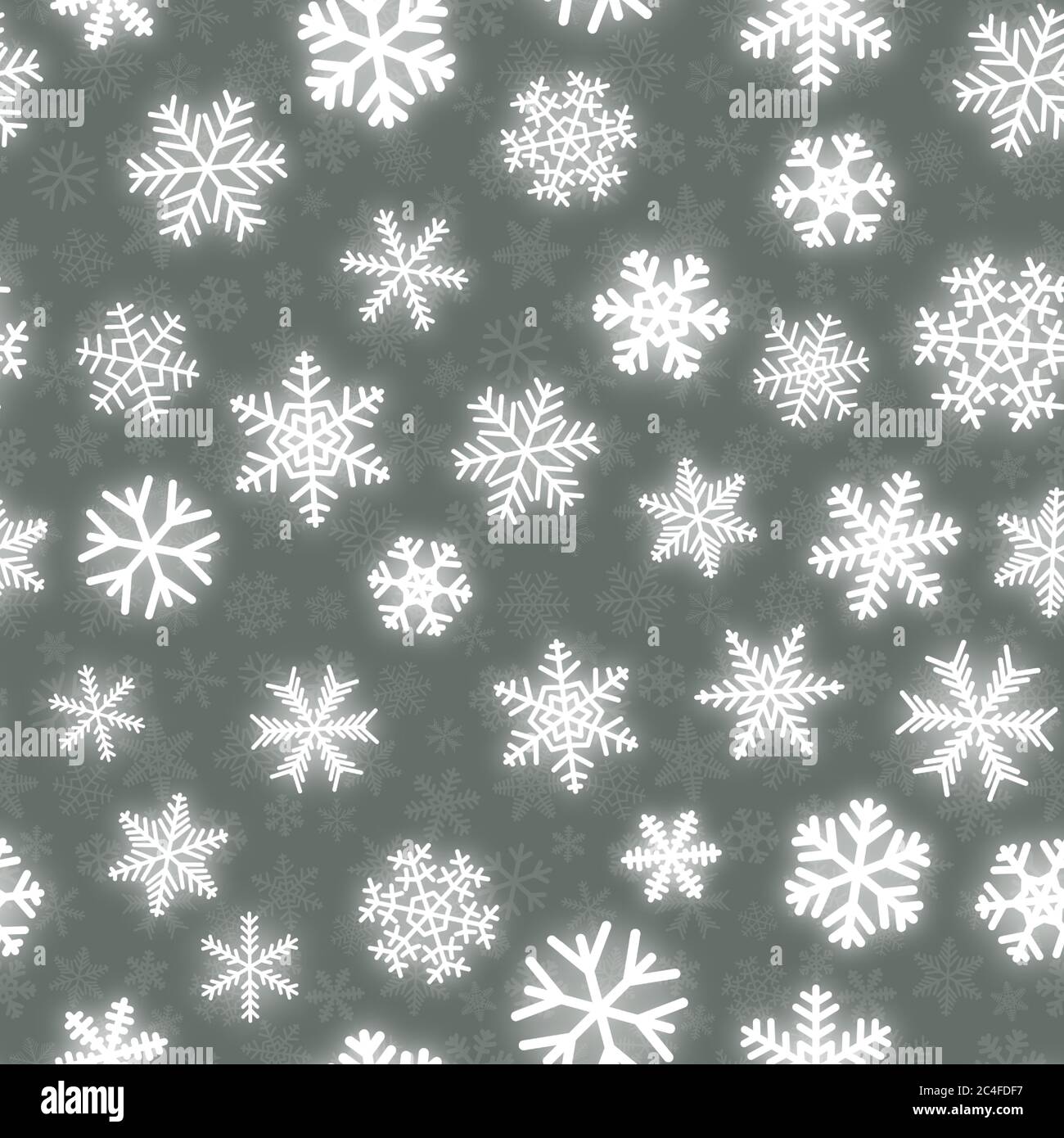 Christmas seamless pattern of white snowflakes of different shapes on ...