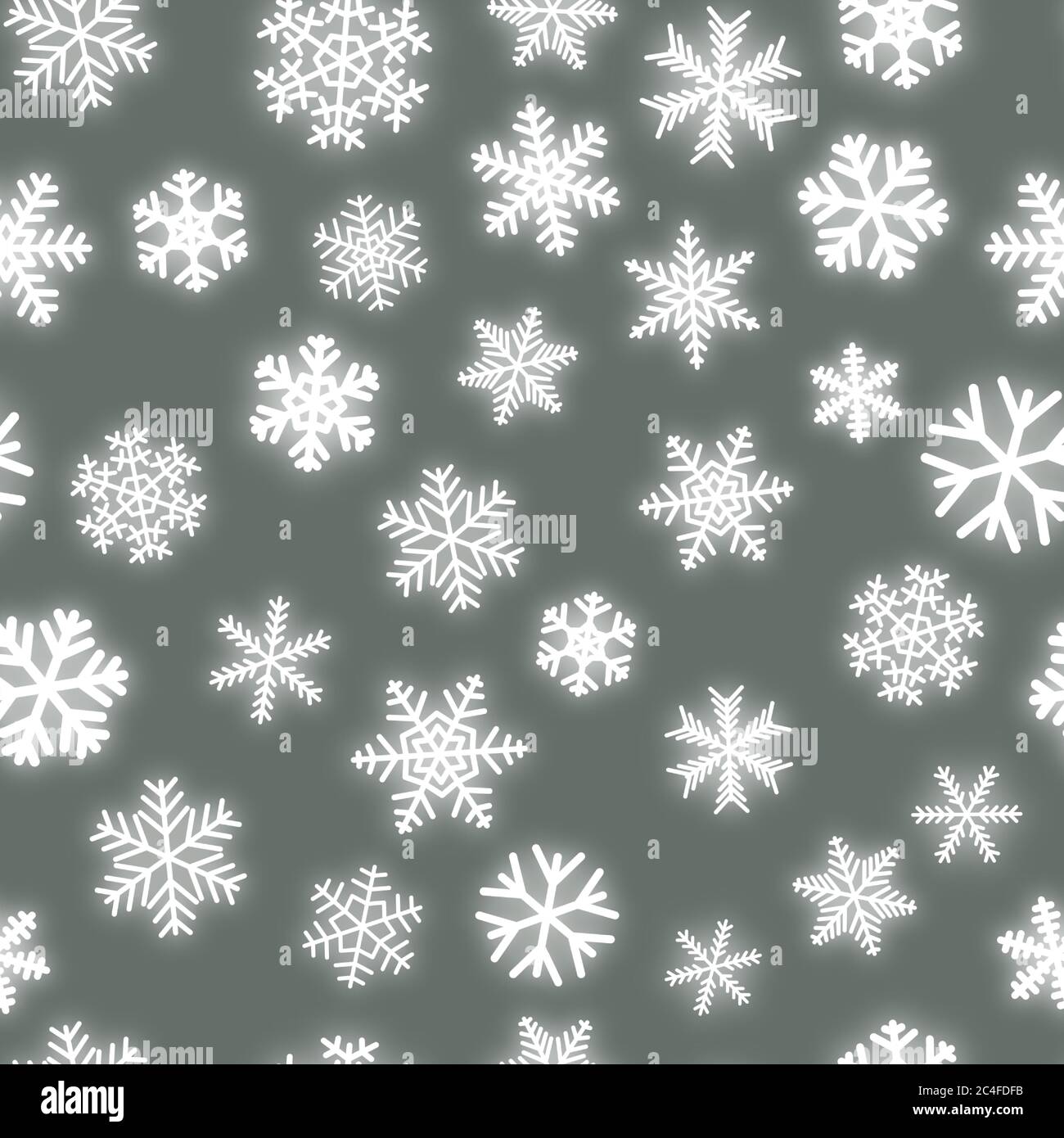 Christmas seamless pattern of white snowflakes of different shapes on ...