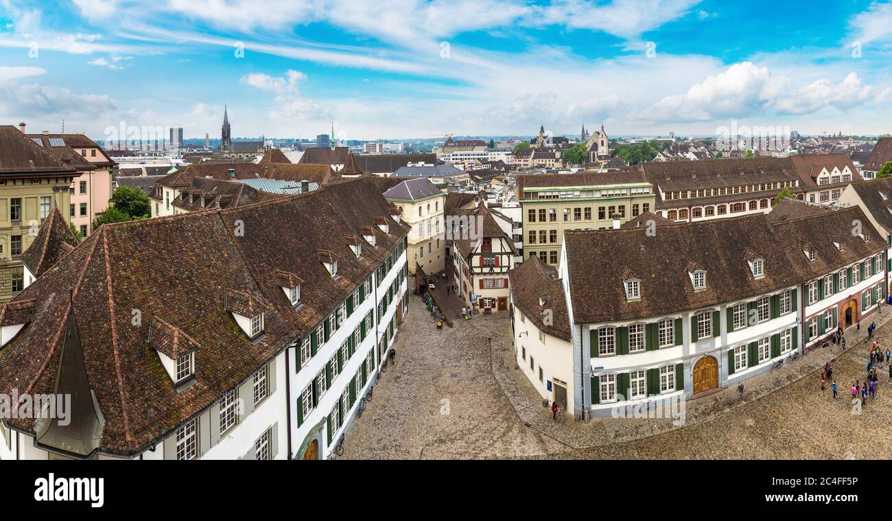 Panoramic aerial view of Basel in a beautiful summer day, Switzerland ...