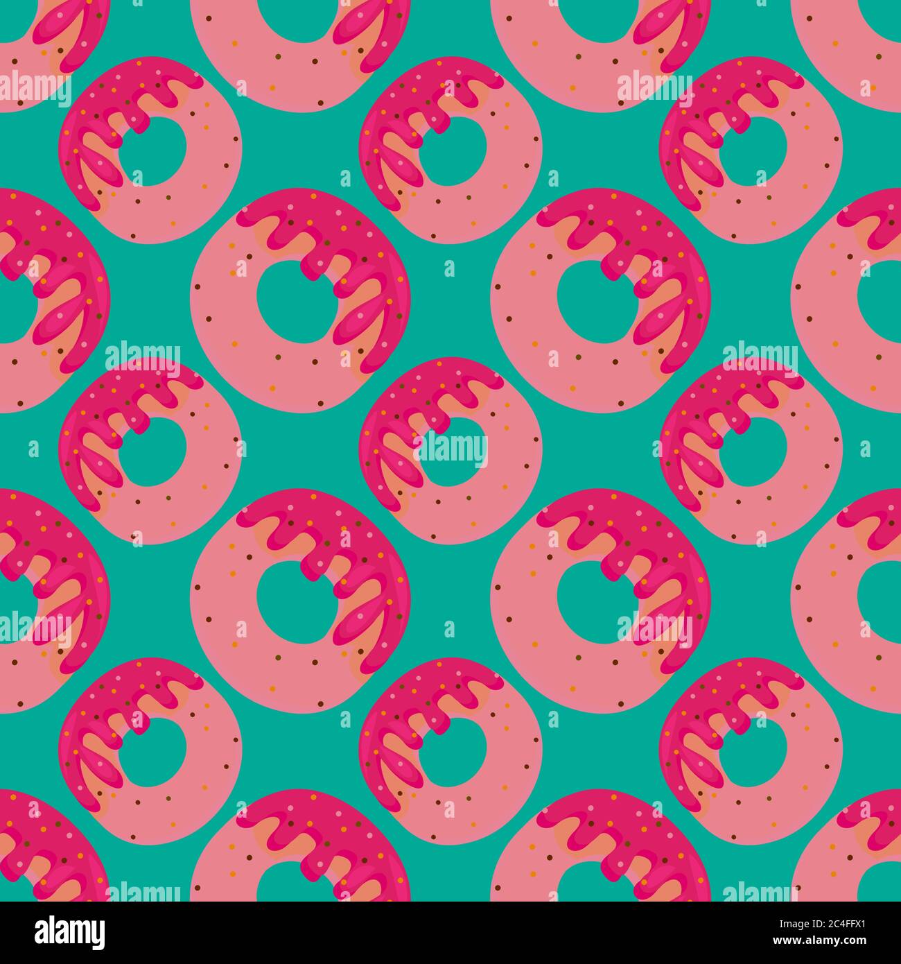 Donuts pattern, seamless pattern on cyan background. Stock Vector