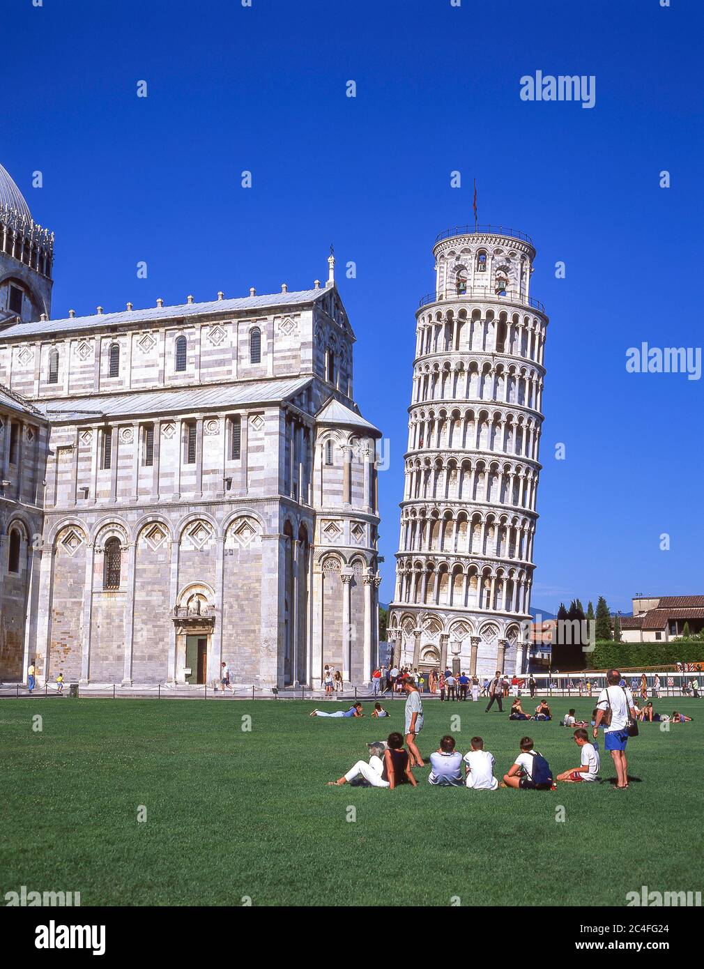 The Leaning Tower (Torre pendente di Pisa) and Cathedral (Duomo), Piazza dei Miracoli, Pisa, Tuscany Region, Italy Stock Photo