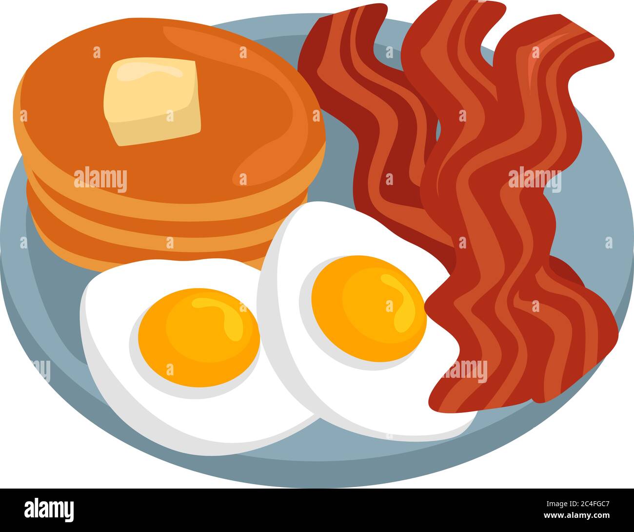 Great breakfast, illustration, vector on white background Stock Vector