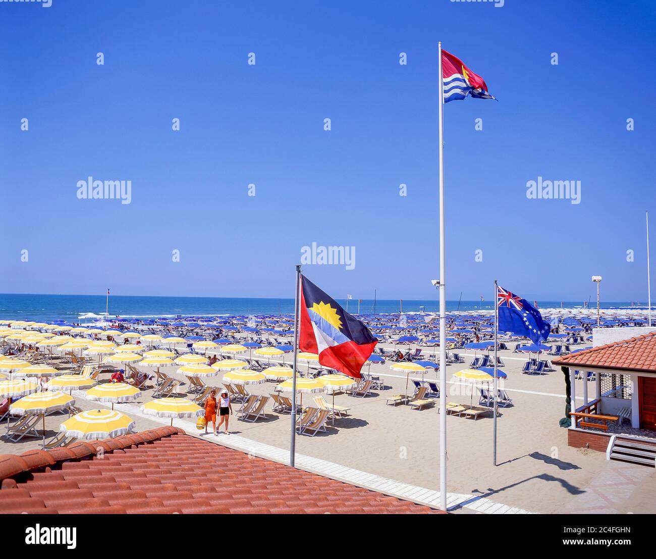 Beach view, Lido di Camaiore, Province of Lucca, Tuscany Region, Italy Stock Photo