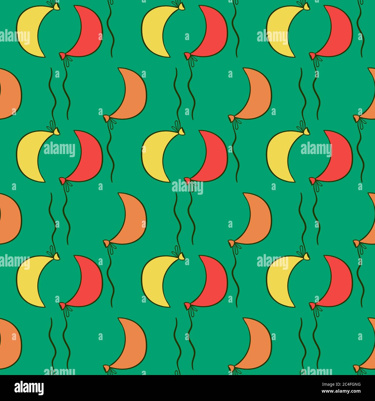 Balloons pattern, seamless pattern on green background. Stock Vector