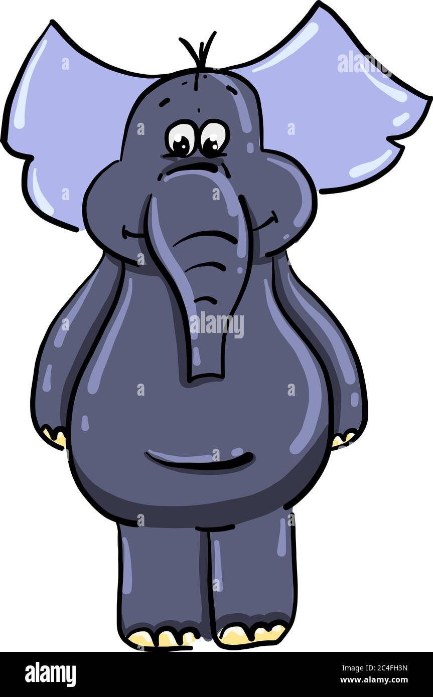 Big blue elephant, illustration, vector on white background Stock Vector