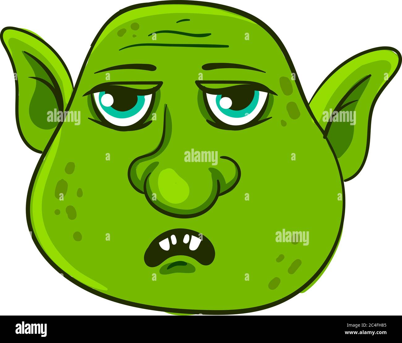 Green troll face, illustration, vector on white background Stock Vector