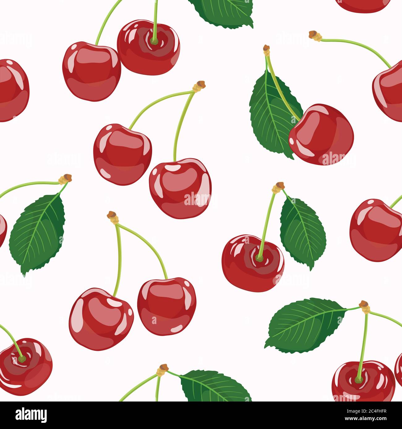 Seamless pattern with ripe cherries. Berry bunches. Vector illustration Stock Vector