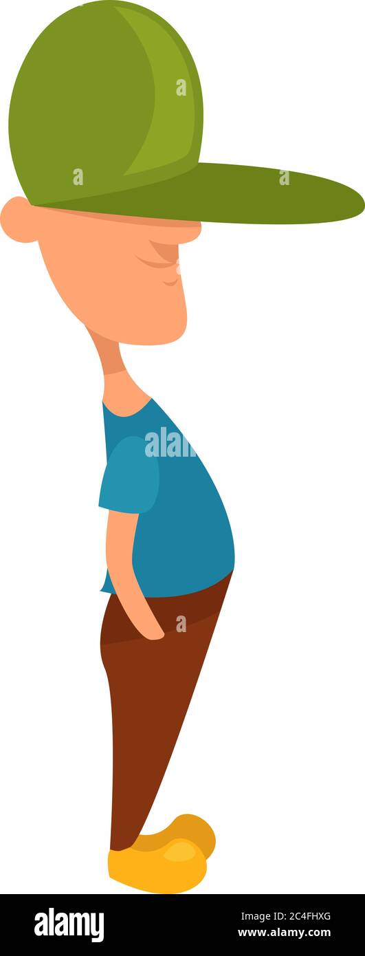Boy with a hat, illustration, vector on white background Stock Vector ...