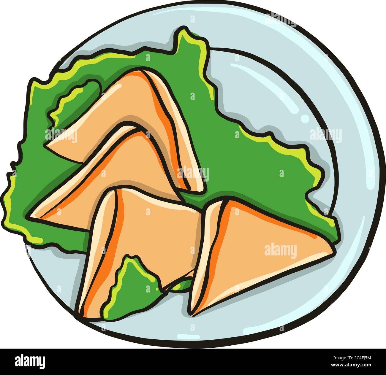 Sendwiches on a plate, illustration, vector on white background Stock Vector