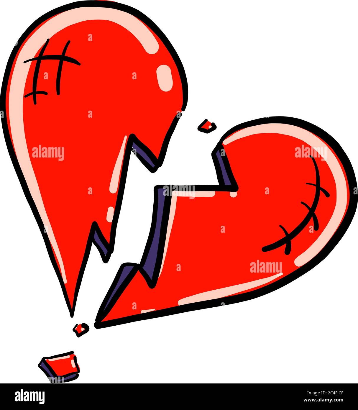 Broken heart, illustration, vector on white background Stock Vector ...