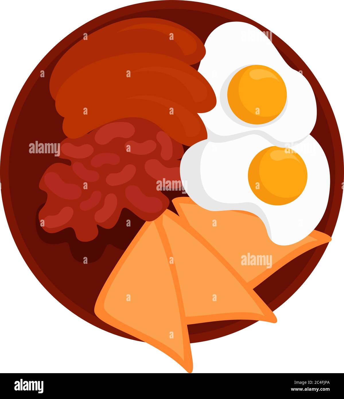 Breakfast in a plate, illustration, vector on white background Stock Vector