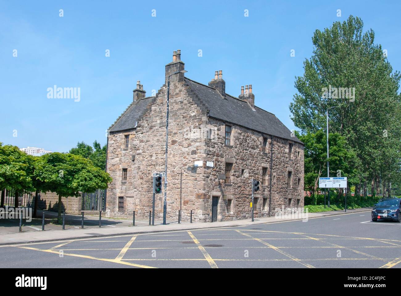 The Provands Lordship Medieval Historic House Museum Castle Street Glasgow Scotland United Kingdom exterior view of 1471 stone built crow stepped gabl Stock Photo