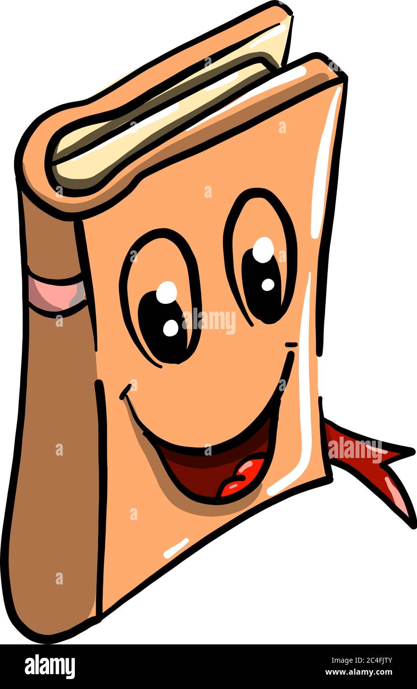 Orange book, illustration, vector on white background Stock Vector