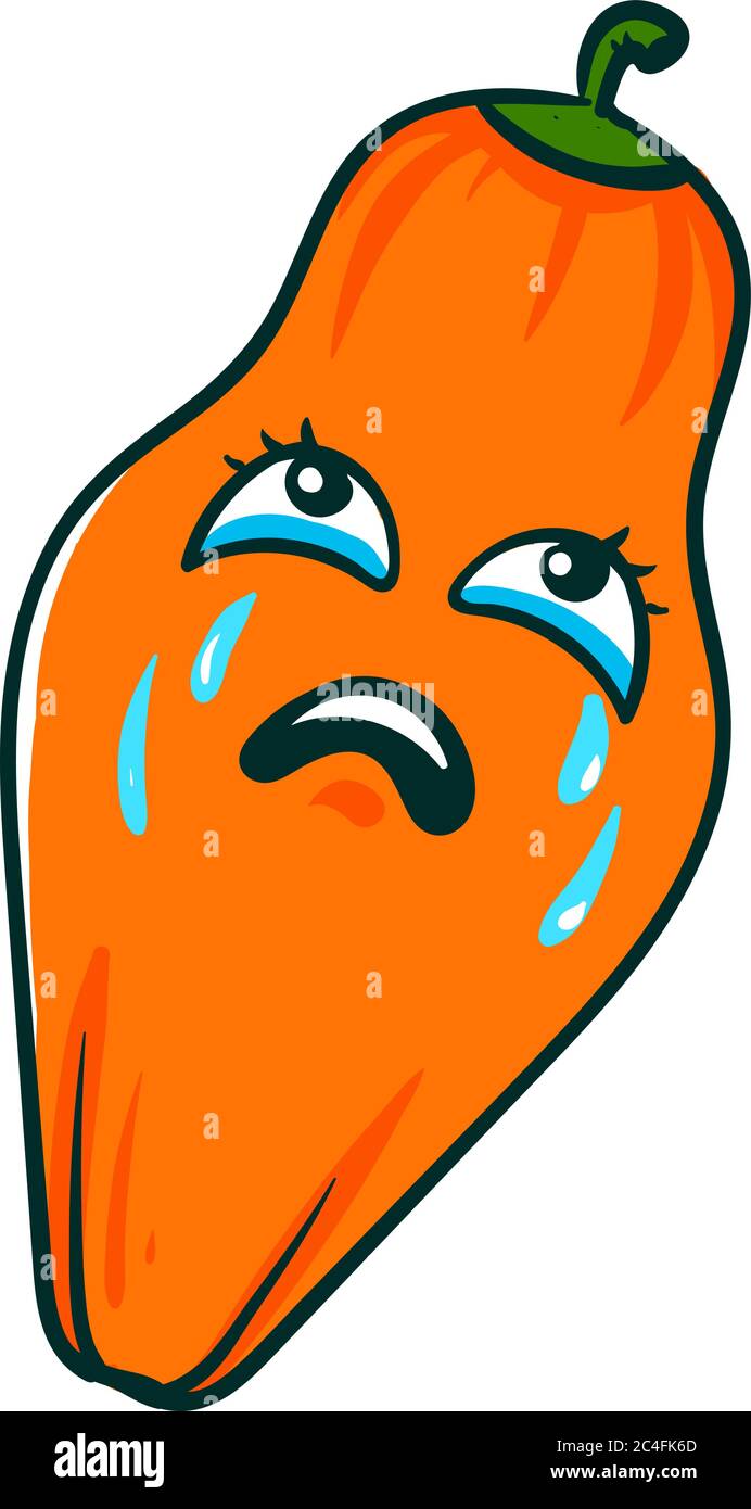 Crying carrot, illustration, vector on white background Stock Vector